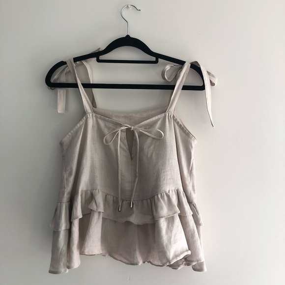 DISSH Linen frilly crop top - Picture 2 of 3